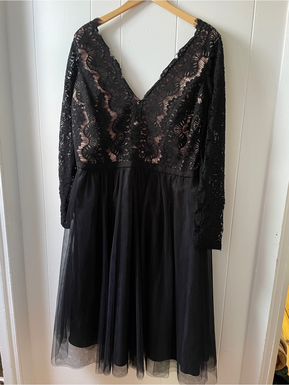 City Chic Black Lace Dress with Blush Lining